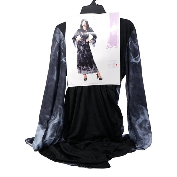 Seasons Womens Misty Spirit Dress Black White Costume Hooded M 8-10 (snag on bac - Picture 1 of 8